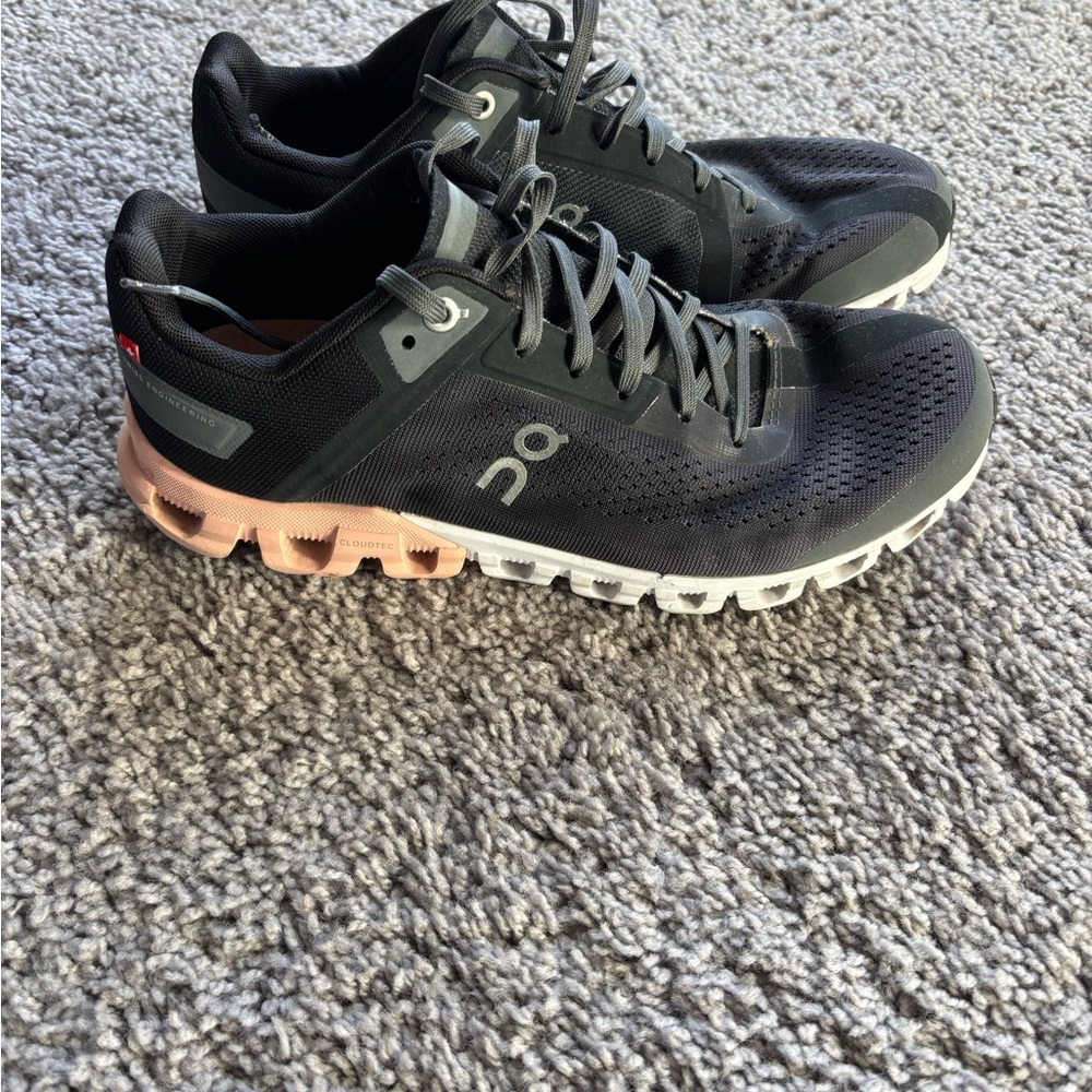 On Running Black and Pink Athletic Shoes